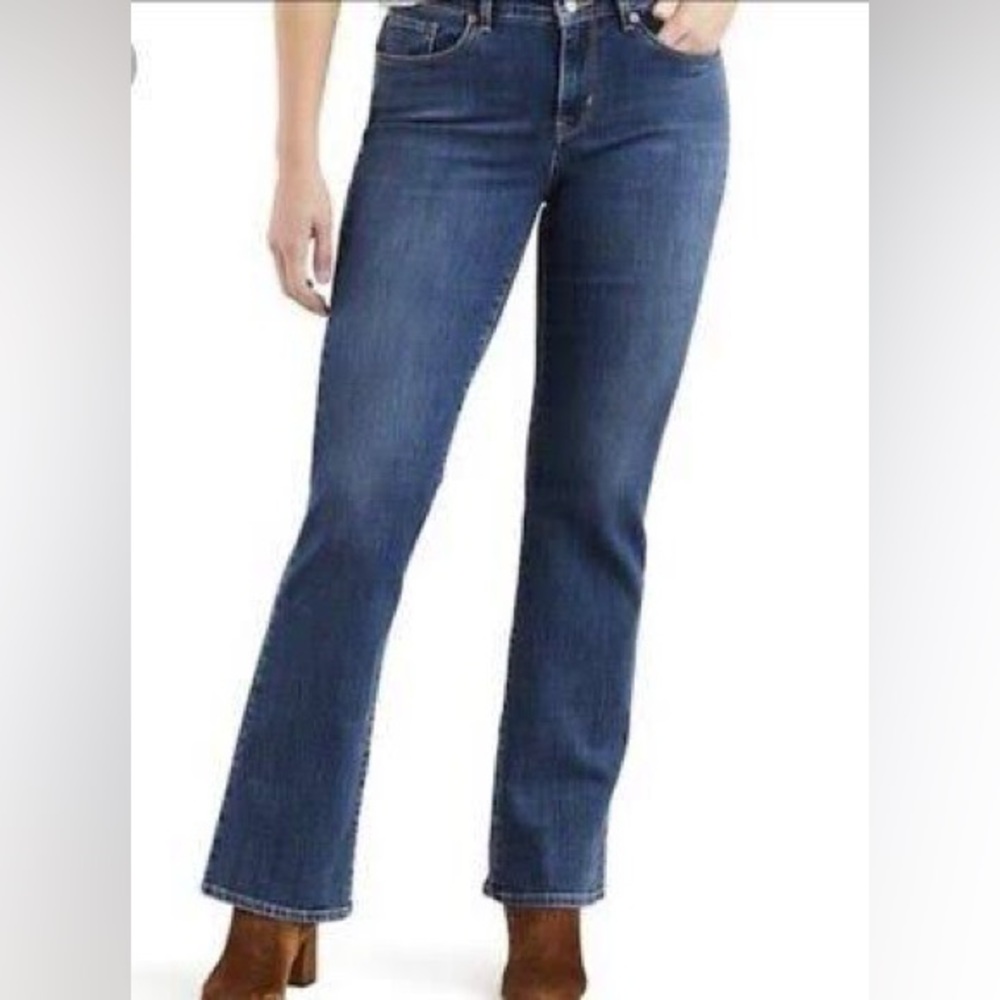 Levi’s Dark Blue 550 Classic Relaxed Boot Cut Stretch Denim Jeans Women Size 14